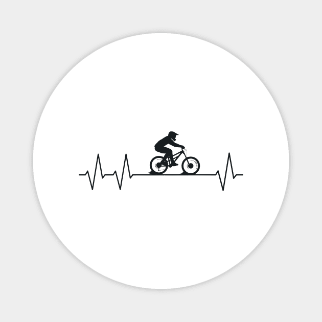 Downhill Pulse Biker Heartbeat Mountain Biking MTB Magnet by Foxxy Merch